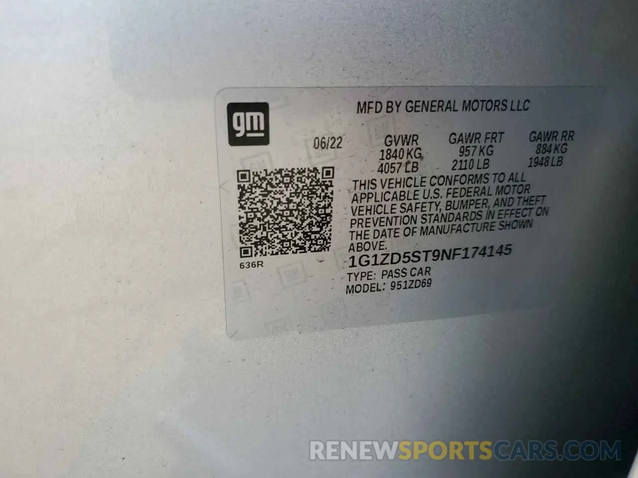 14 Photograph of a damaged car 1G1ZD5ST9NF174145 CHEVROLET MALIBU 2022