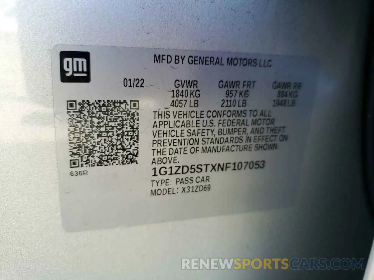 14 Photograph of a damaged car 1G1ZD5STXNF107053 CHEVROLET MALIBU 2022
