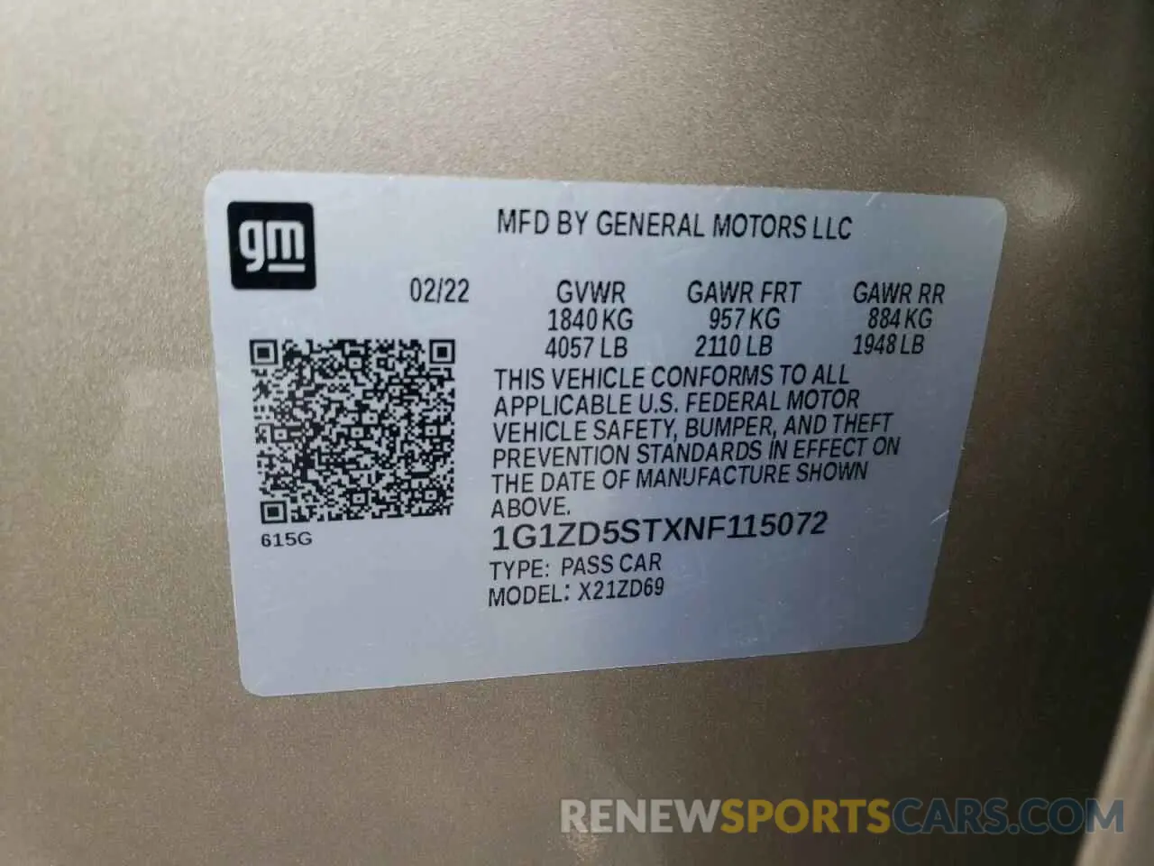 12 Photograph of a damaged car 1G1ZD5STXNF115072 CHEVROLET MALIBU 2022