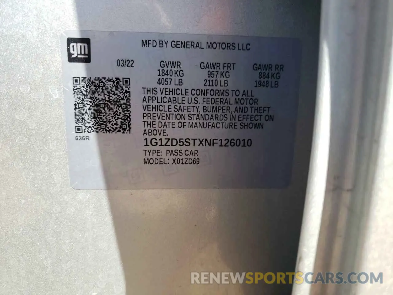 14 Photograph of a damaged car 1G1ZD5STXNF126010 CHEVROLET MALIBU 2022