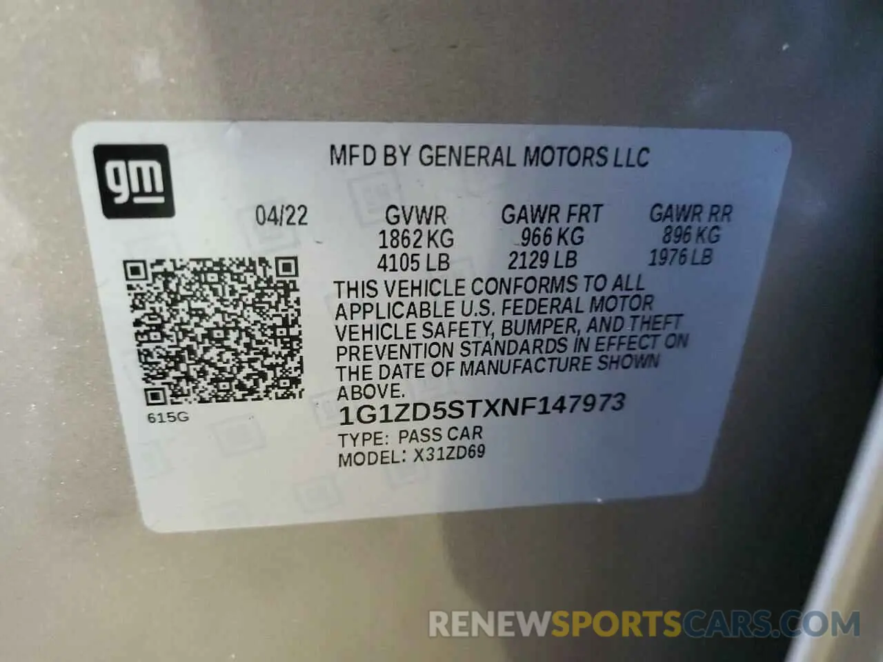 12 Photograph of a damaged car 1G1ZD5STXNF147973 CHEVROLET MALIBU 2022