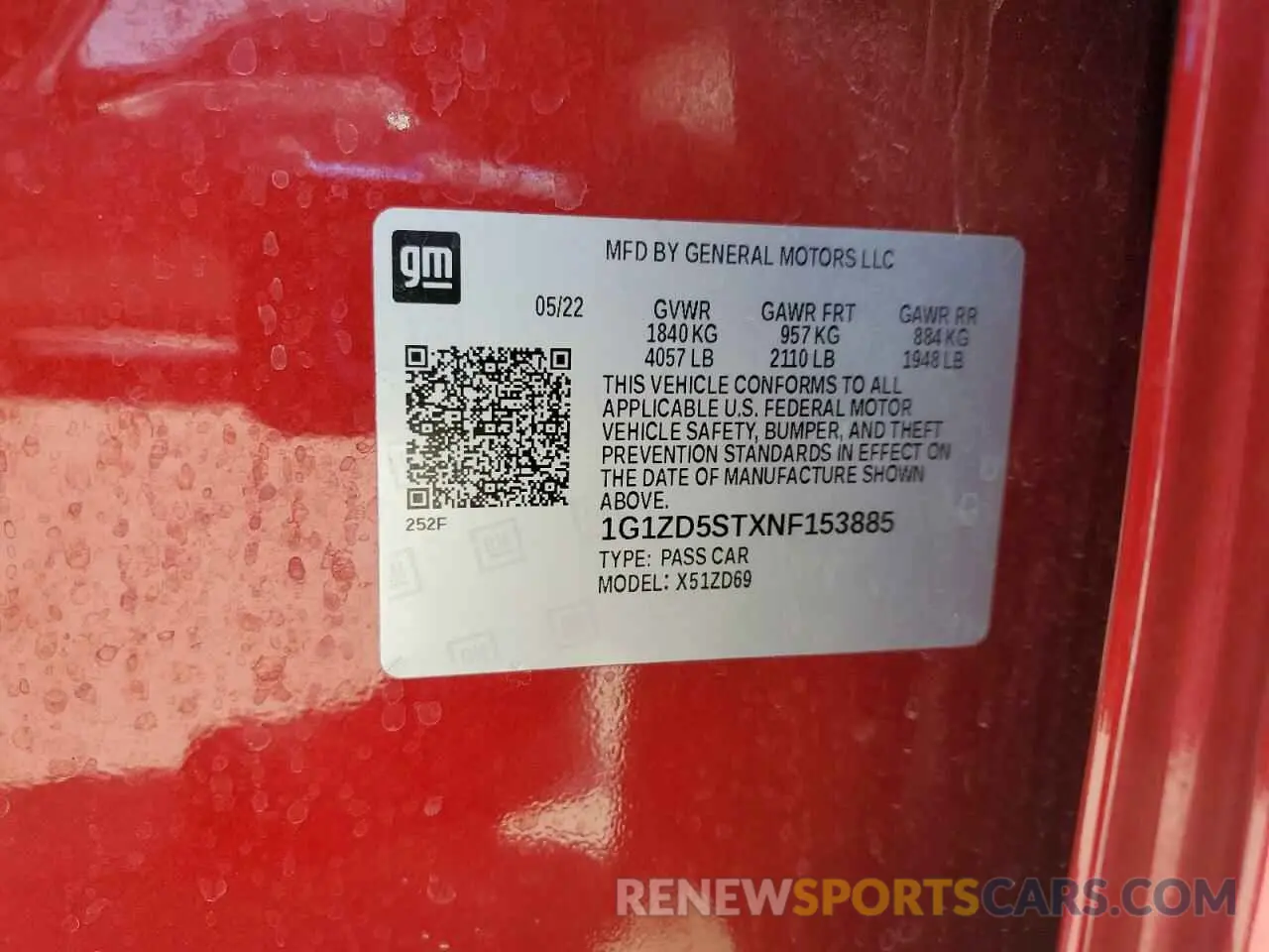 12 Photograph of a damaged car 1G1ZD5STXNF153885 CHEVROLET MALIBU 2022
