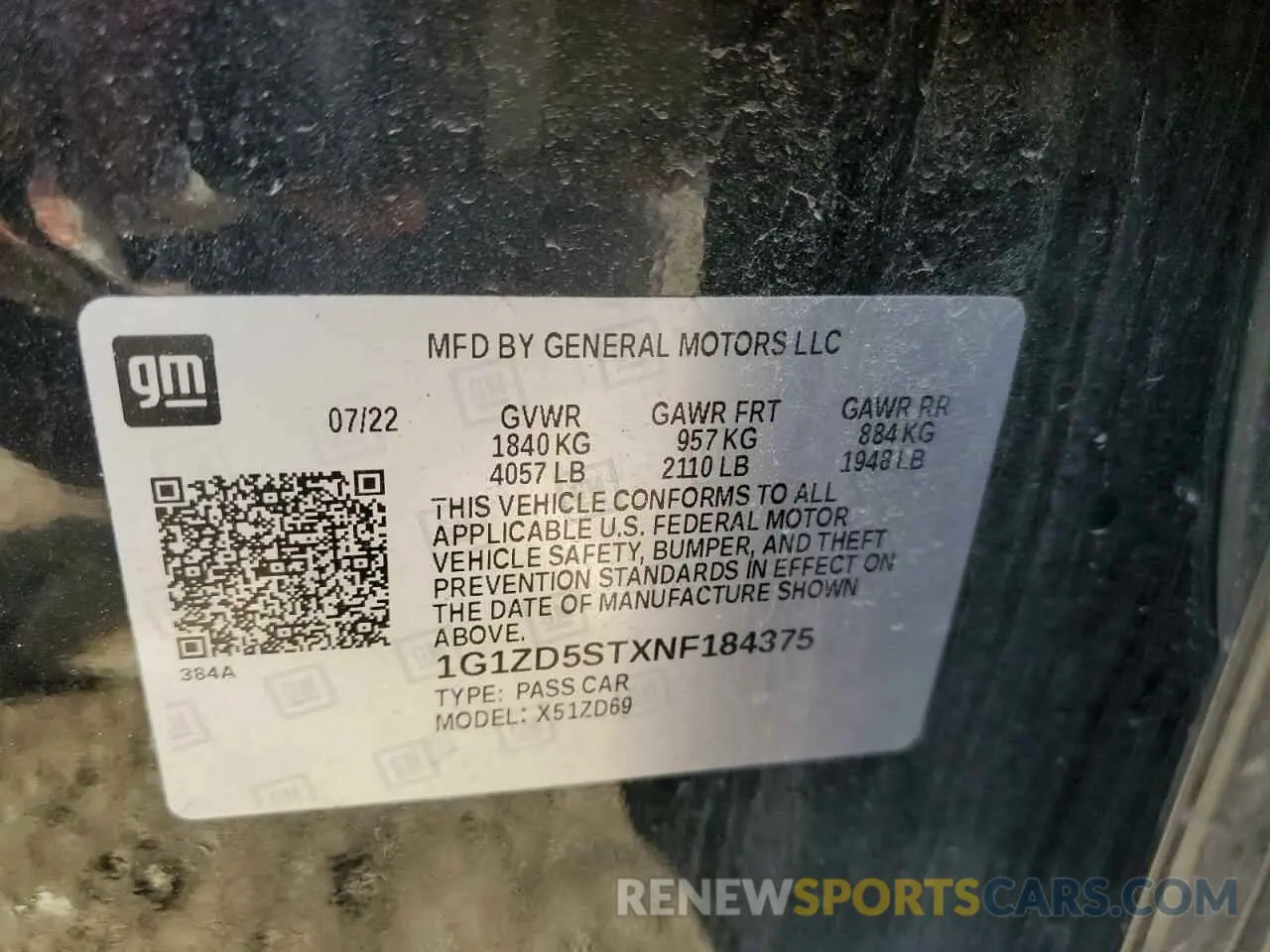 12 Photograph of a damaged car 1G1ZD5STXNF184375 CHEVROLET MALIBU 2022