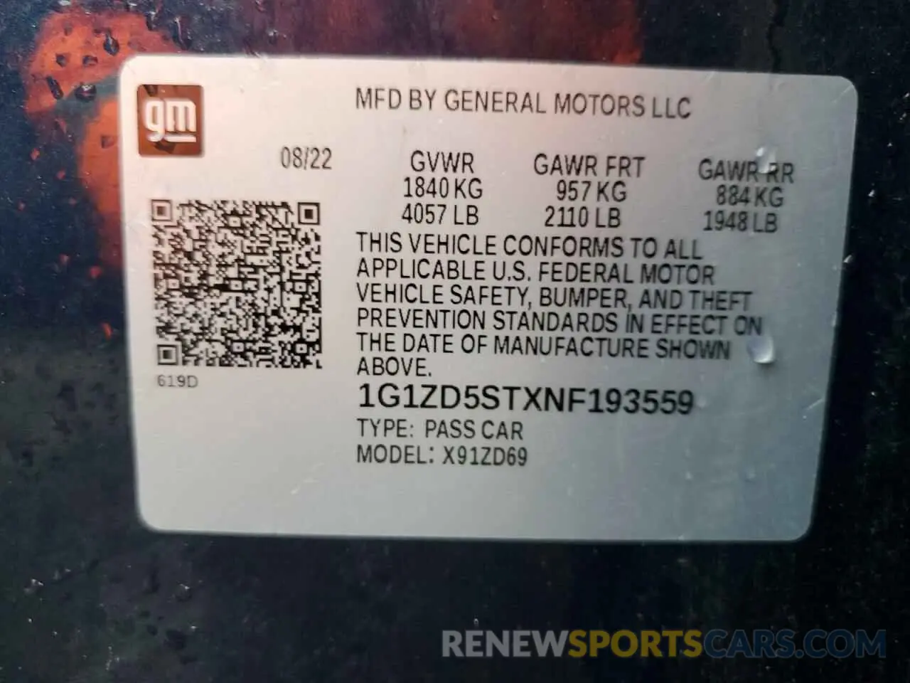 13 Photograph of a damaged car 1G1ZD5STXNF193559 CHEVROLET MALIBU 2022