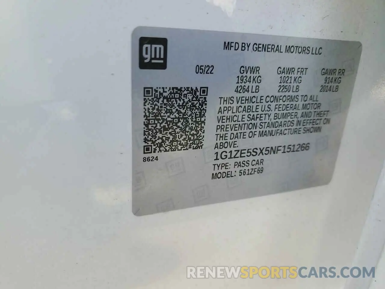 14 Photograph of a damaged car 1G1ZE5SX5NF151266 CHEVROLET MALIBU 2022