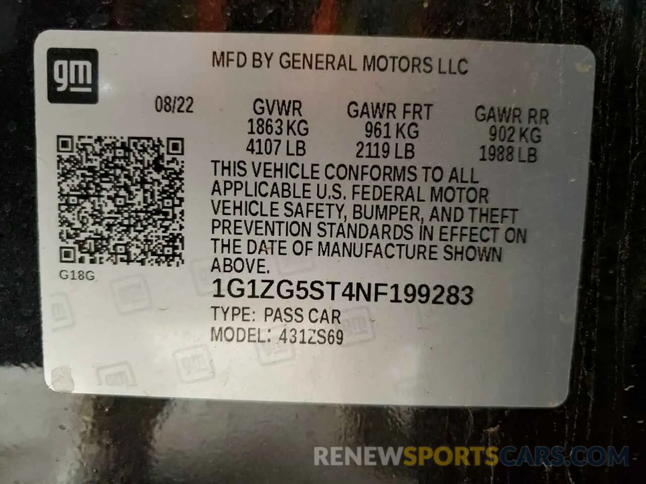 13 Photograph of a damaged car 1G1ZG5ST4NF199283 CHEVROLET MALIBU 2022