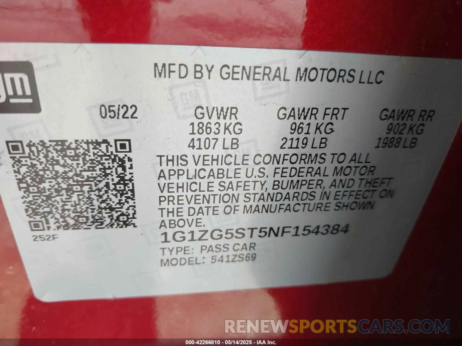 9 Photograph of a damaged car 1G1ZG5ST5NF154384 CHEVROLET MALIBU 2022