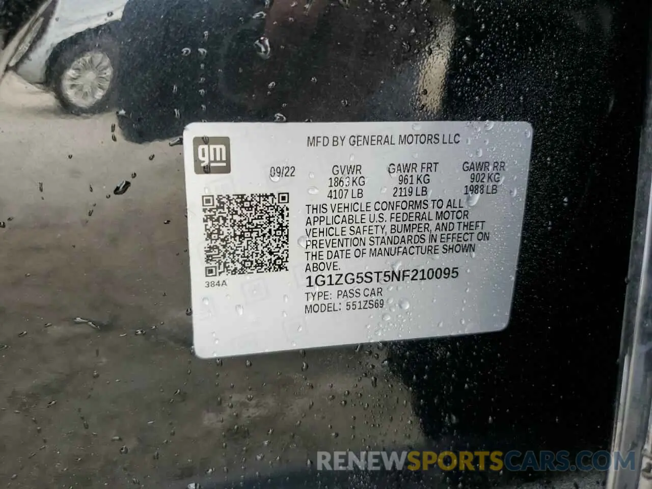 12 Photograph of a damaged car 1G1ZG5ST5NF210095 CHEVROLET MALIBU 2022
