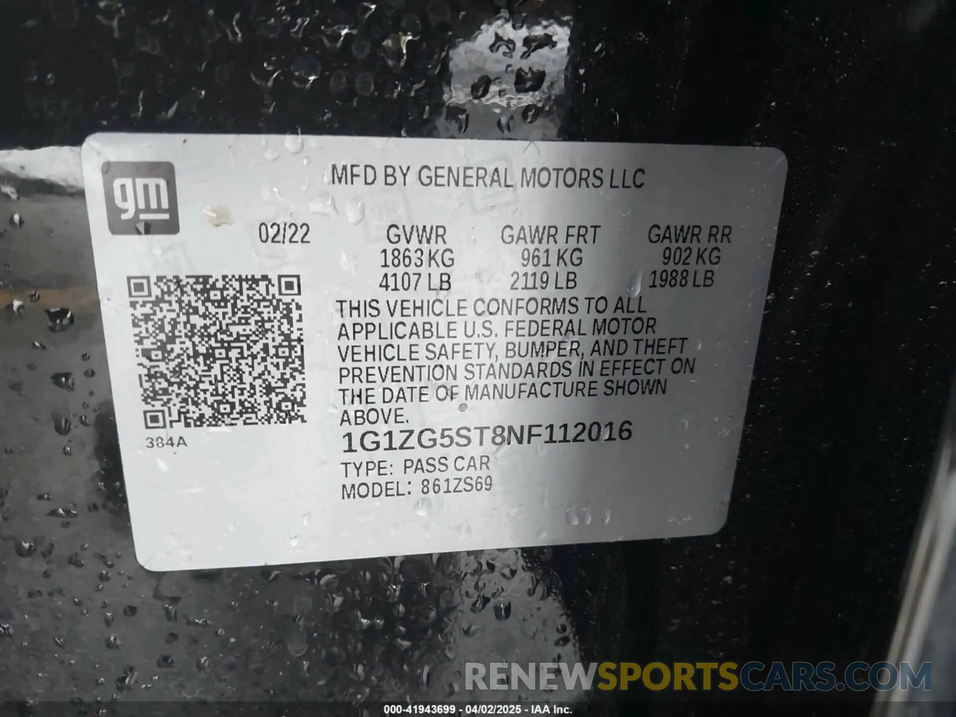 9 Photograph of a damaged car 1G1ZG5ST8NF112016 CHEVROLET MALIBU 2022