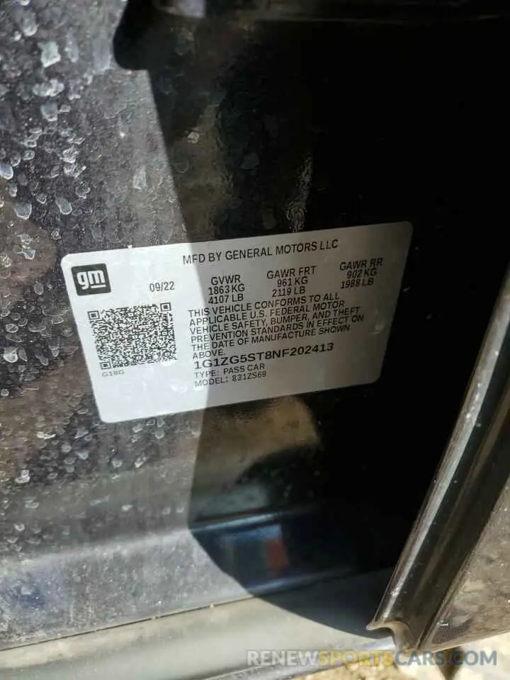 12 Photograph of a damaged car 1G1ZG5ST8NF202413 CHEVROLET MALIBU 2022