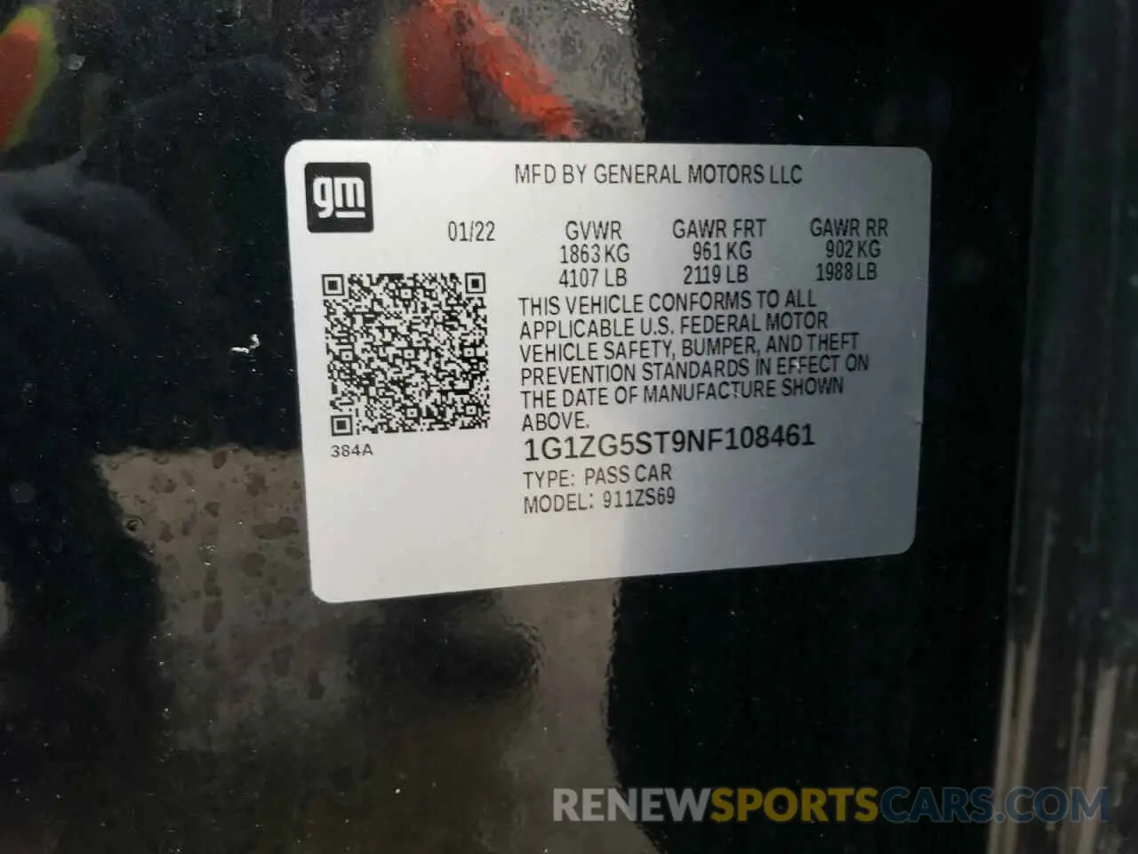 12 Photograph of a damaged car 1G1ZG5ST9NF108461 CHEVROLET MALIBU 2022