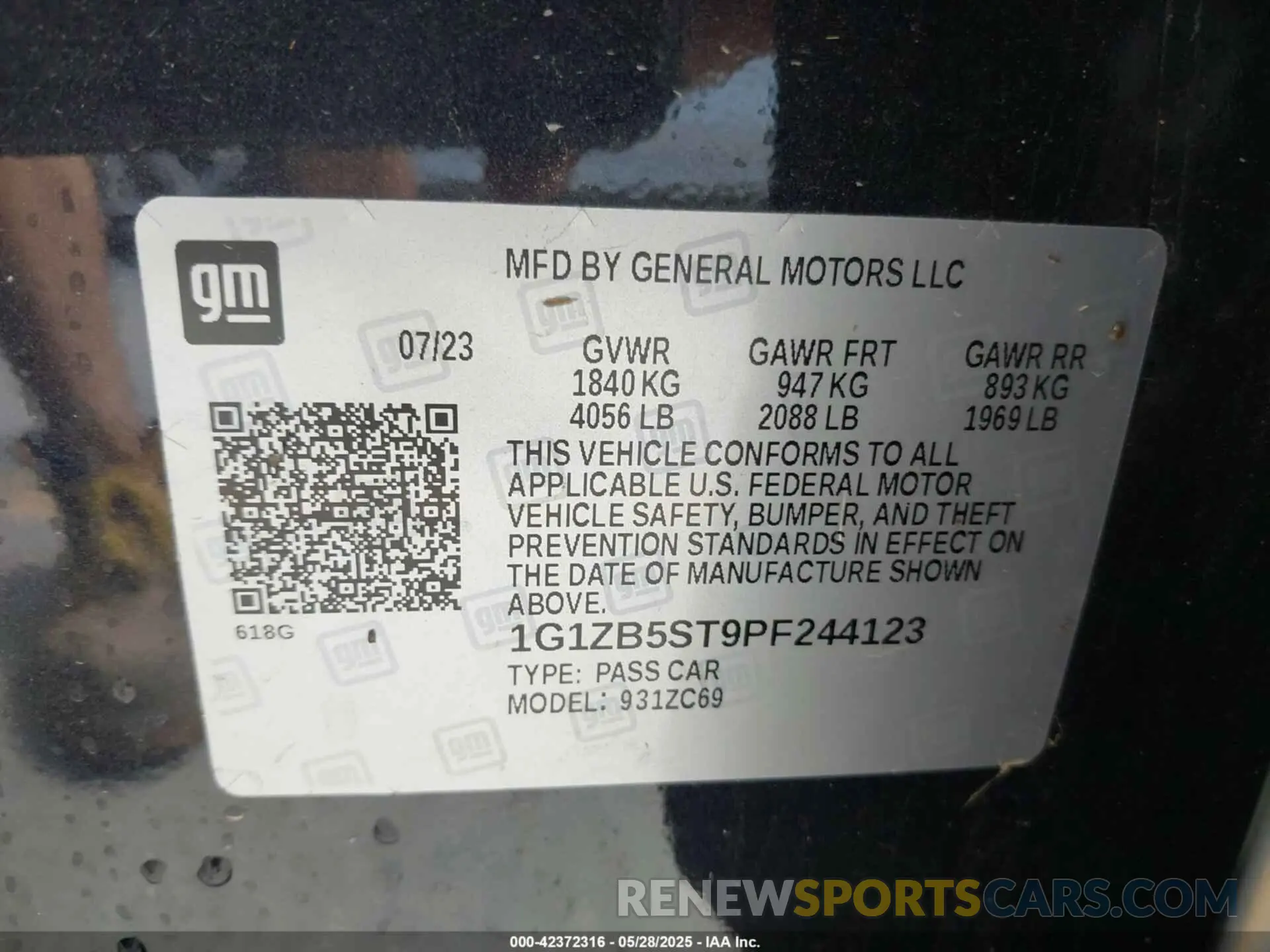 9 Photograph of a damaged car 1G1ZB5ST9PF244123 CHEVROLET MALIBU 2023