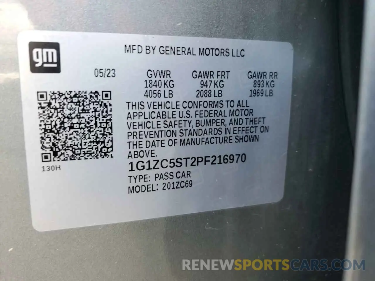 12 Photograph of a damaged car 1G1ZC5ST2PF216970 CHEVROLET MALIBU 2023