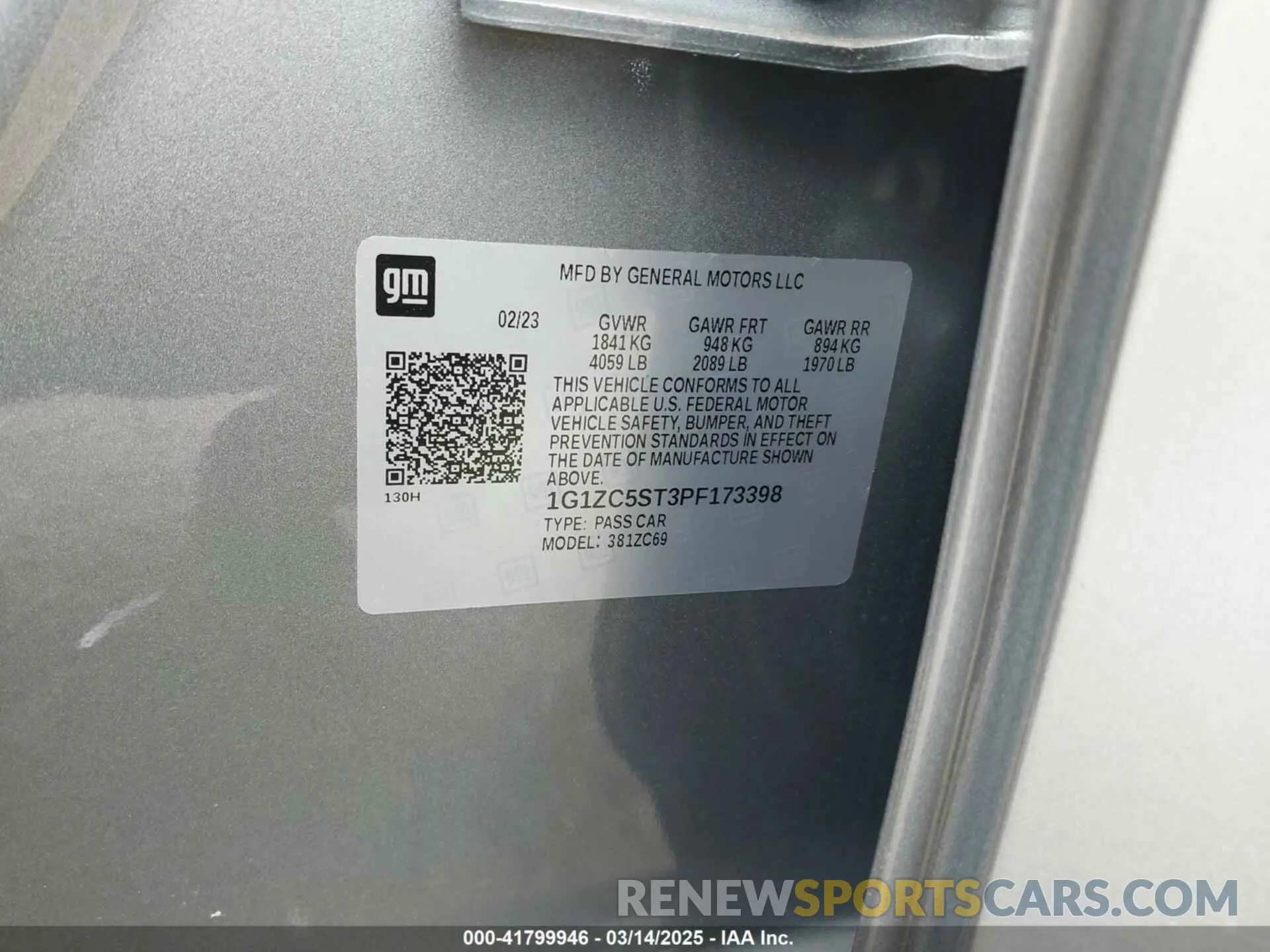 9 Photograph of a damaged car 1G1ZC5ST3PF173398 CHEVROLET MALIBU 2023