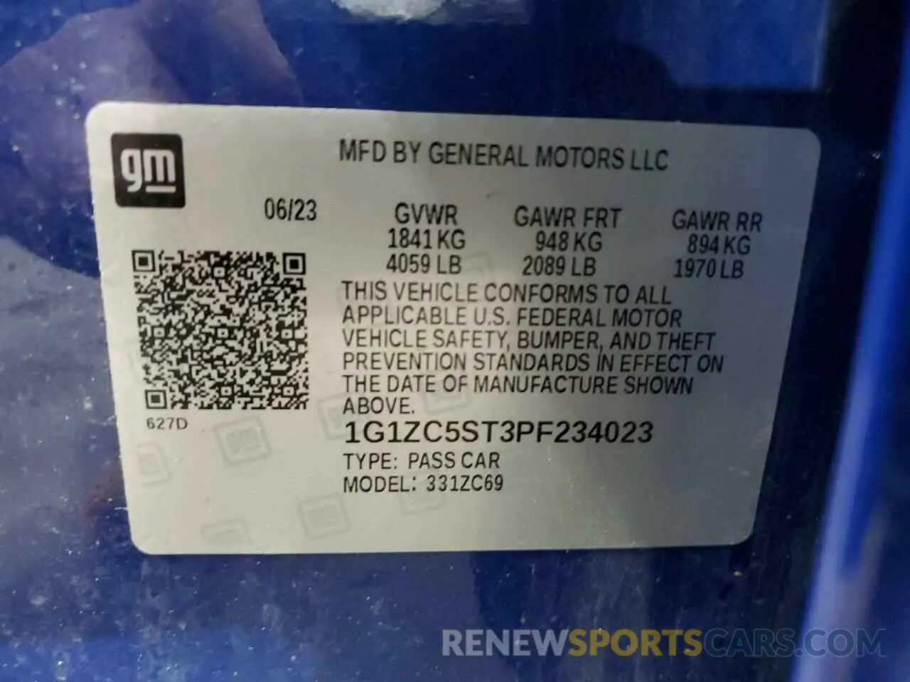 12 Photograph of a damaged car 1G1ZC5ST3PF234023 CHEVROLET MALIBU 2023