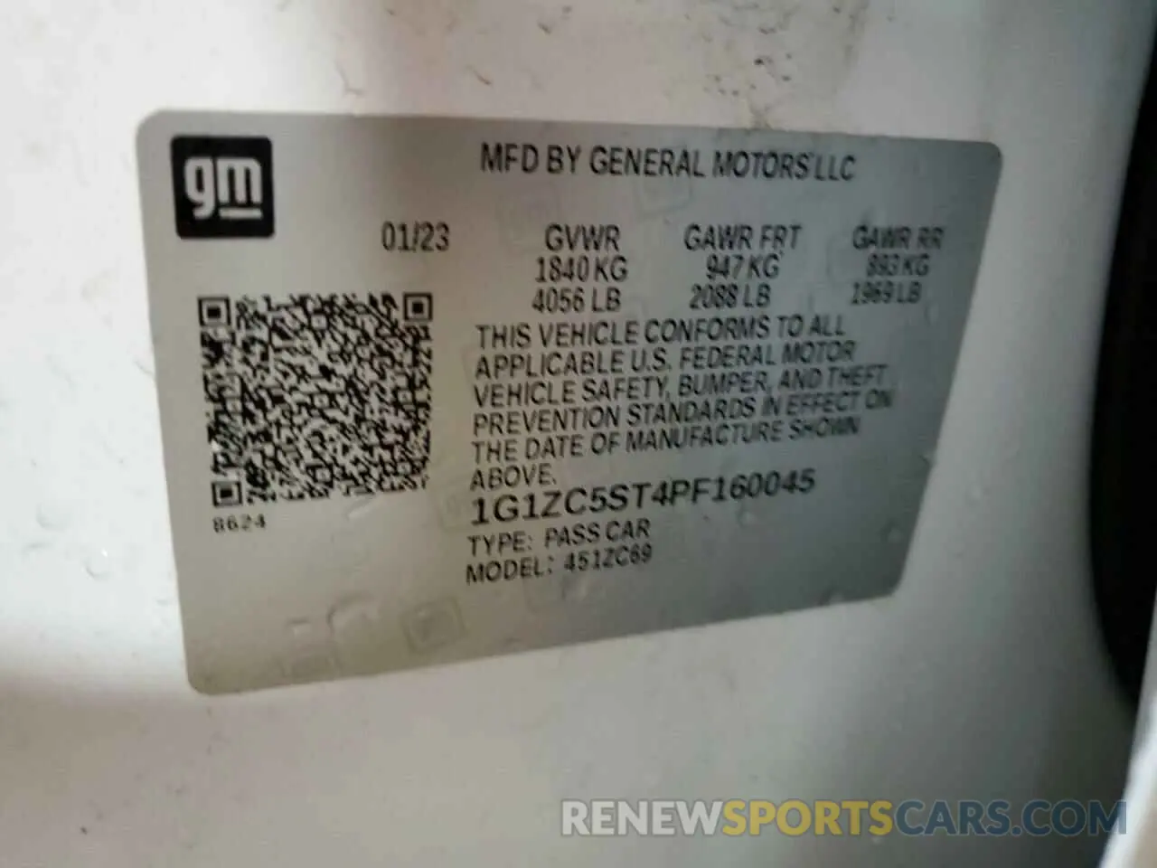12 Photograph of a damaged car 1G1ZC5ST4PF160045 CHEVROLET MALIBU 2023