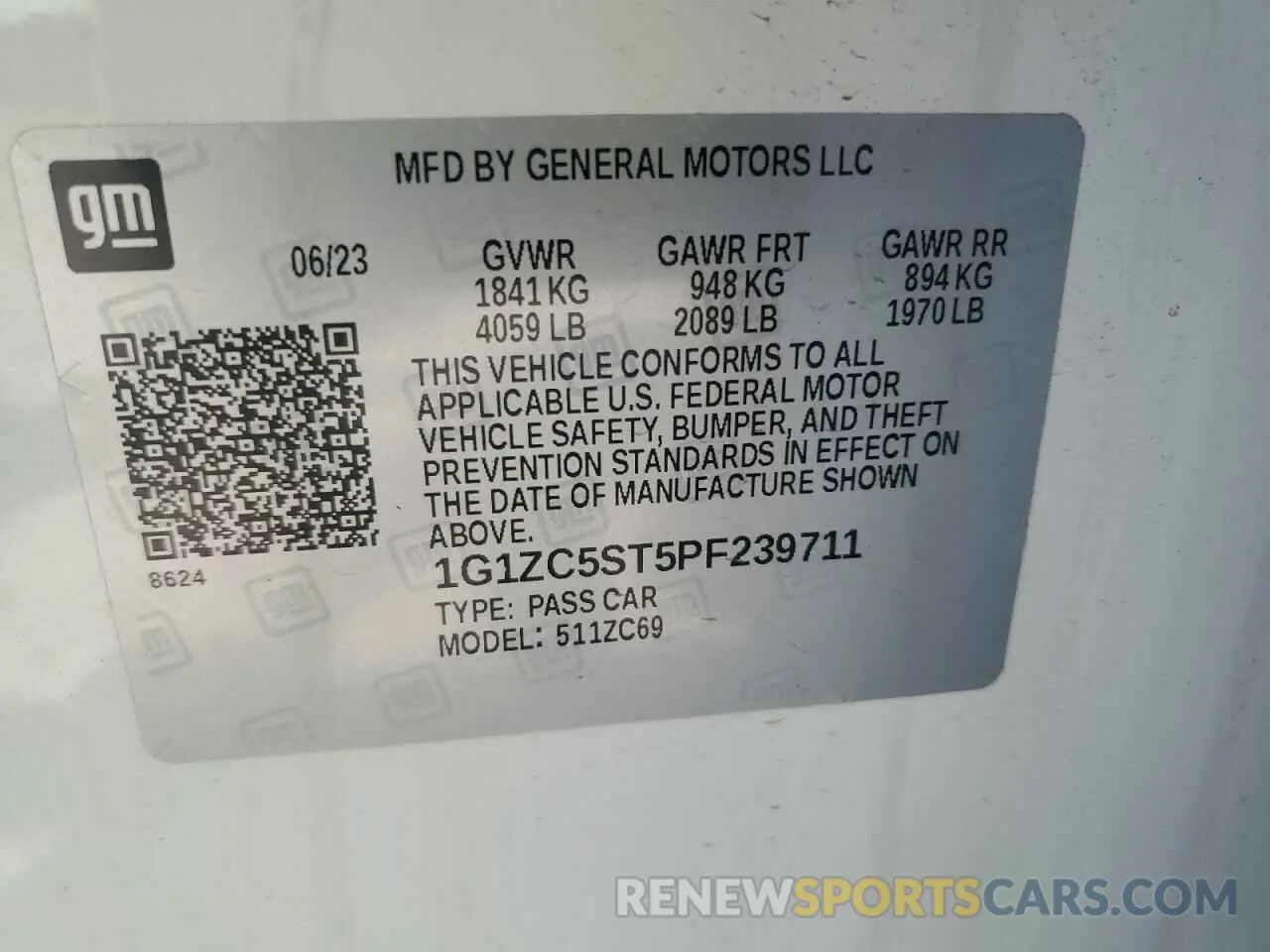 12 Photograph of a damaged car 1G1ZC5ST5PF239711 CHEVROLET MALIBU 2023