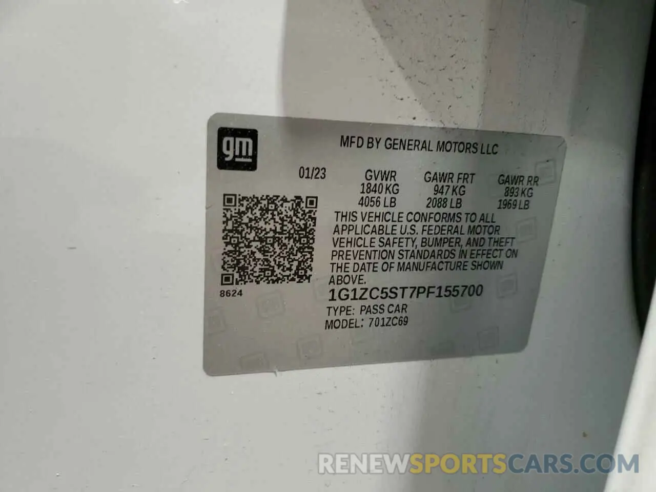 12 Photograph of a damaged car 1G1ZC5ST7PF155700 CHEVROLET MALIBU 2023