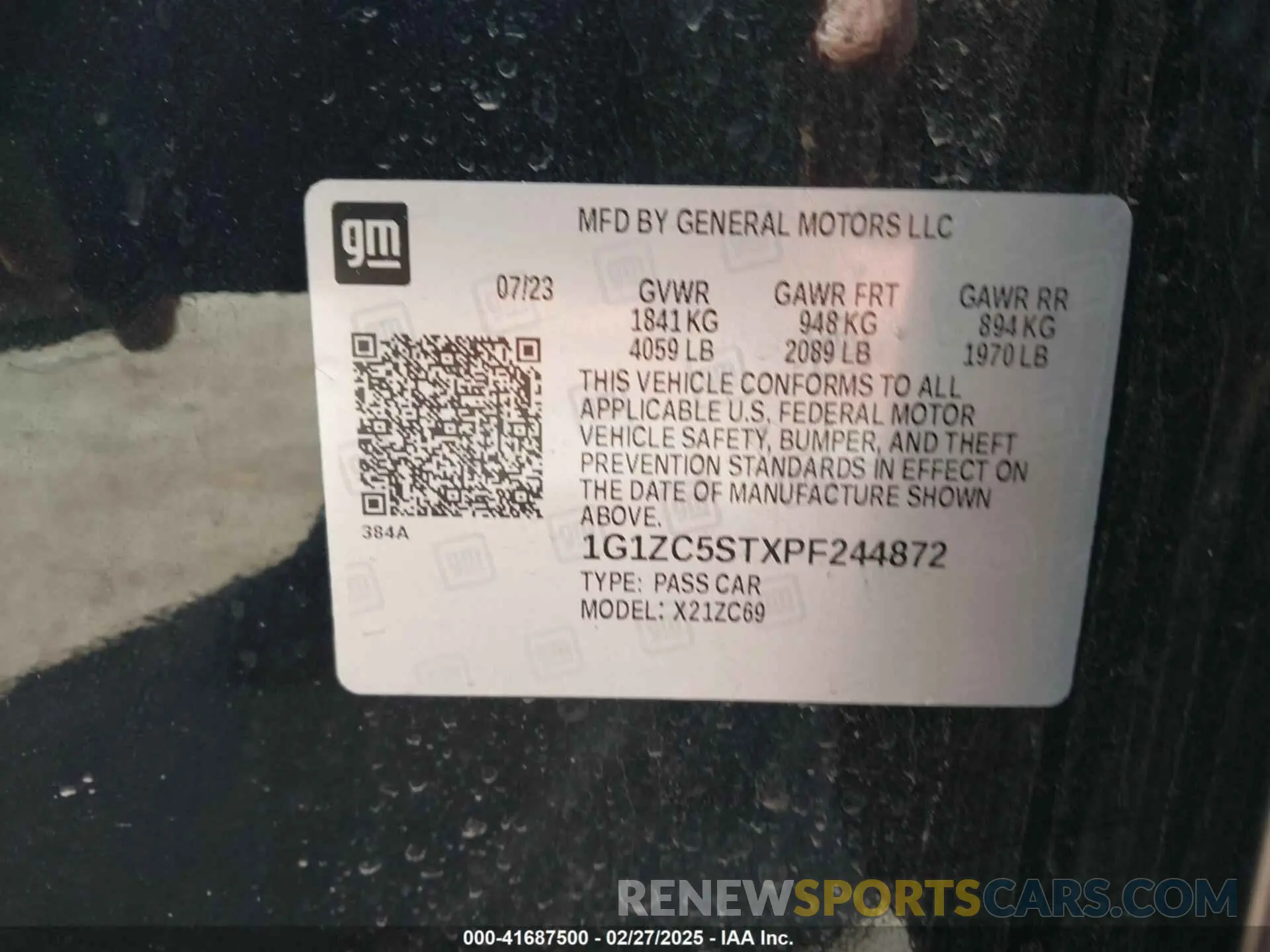 9 Photograph of a damaged car 1G1ZC5STXPF244872 CHEVROLET MALIBU 2023