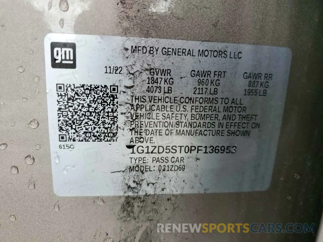 12 Photograph of a damaged car 1G1ZD5ST0PF136953 CHEVROLET MALIBU 2023