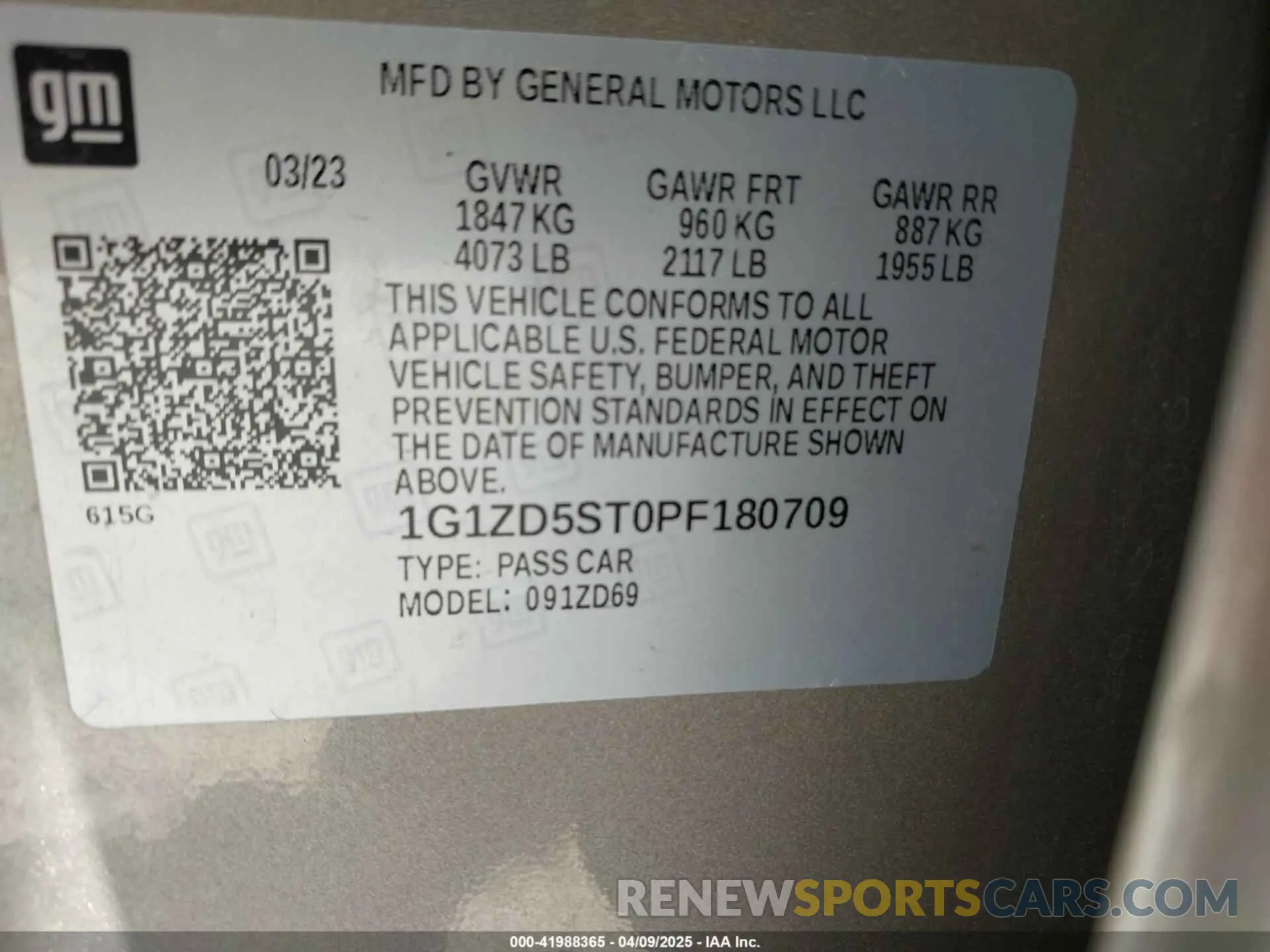 9 Photograph of a damaged car 1G1ZD5ST0PF180709 CHEVROLET MALIBU 2023