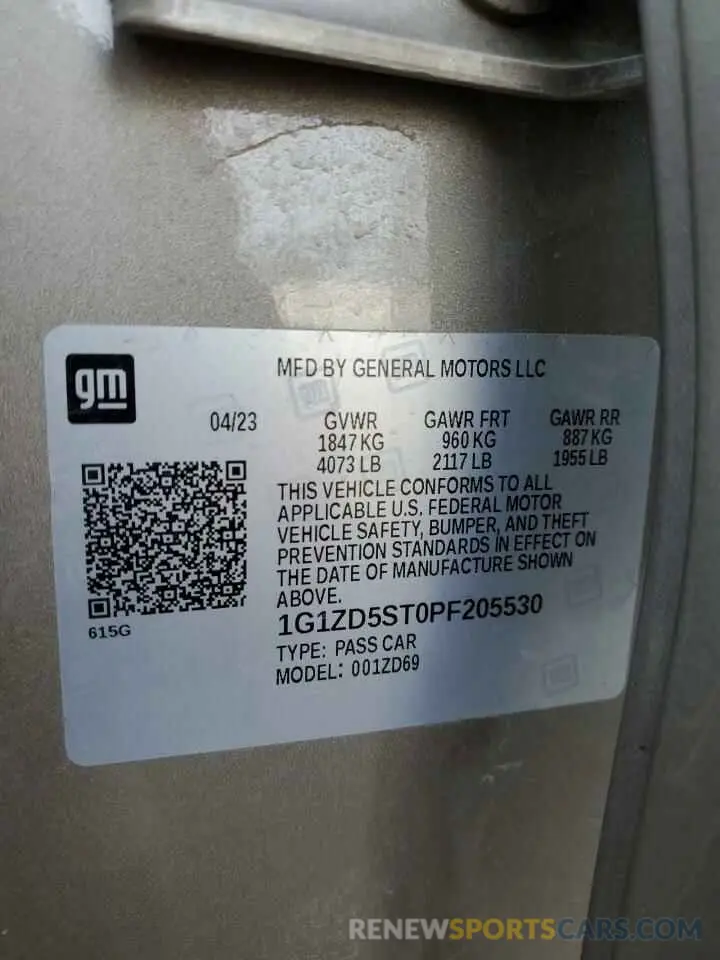 14 Photograph of a damaged car 1G1ZD5ST0PF205530 CHEVROLET MALIBU 2023