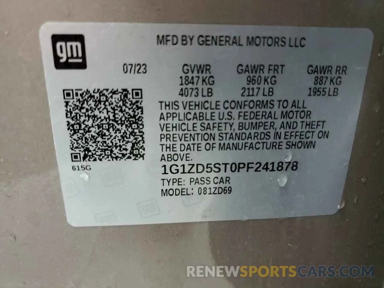 12 Photograph of a damaged car 1G1ZD5ST0PF241878 CHEVROLET MALIBU 2023