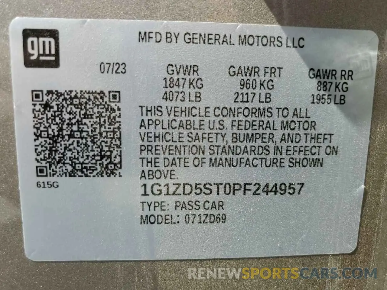 12 Photograph of a damaged car 1G1ZD5ST0PF244957 CHEVROLET MALIBU 2023