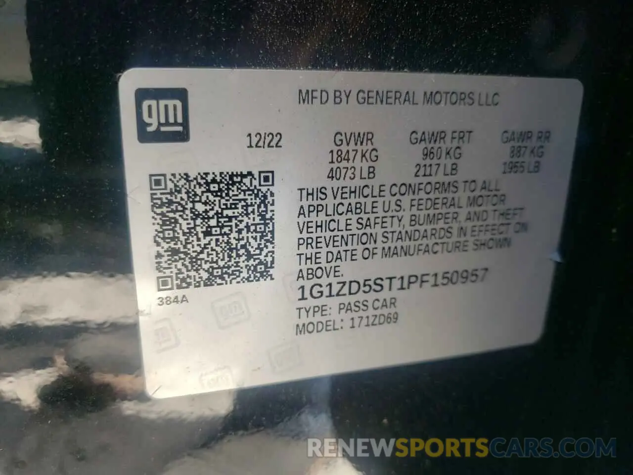 12 Photograph of a damaged car 1G1ZD5ST1PF150957 CHEVROLET MALIBU 2023