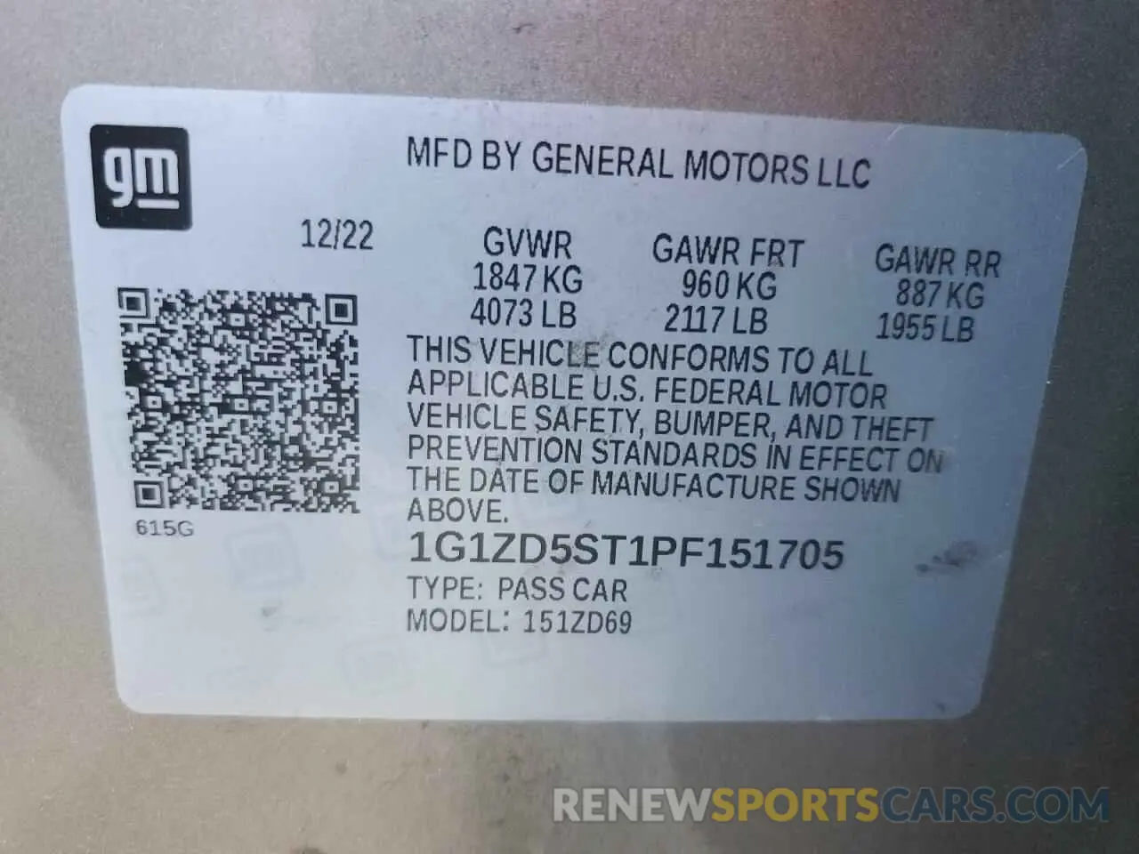 12 Photograph of a damaged car 1G1ZD5ST1PF151705 CHEVROLET MALIBU 2023