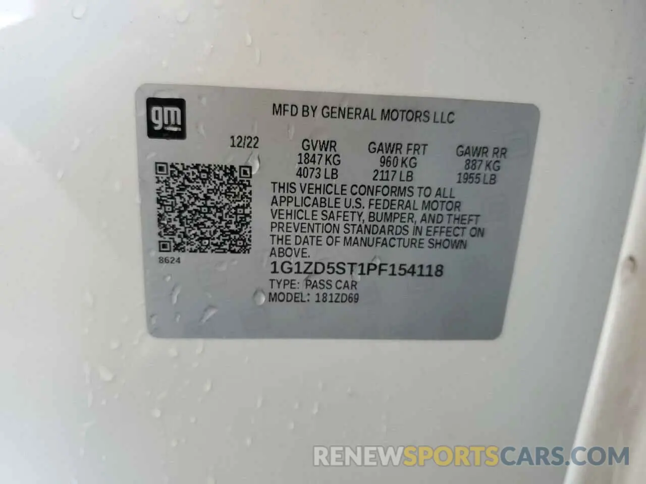 12 Photograph of a damaged car 1G1ZD5ST1PF154118 CHEVROLET MALIBU 2023