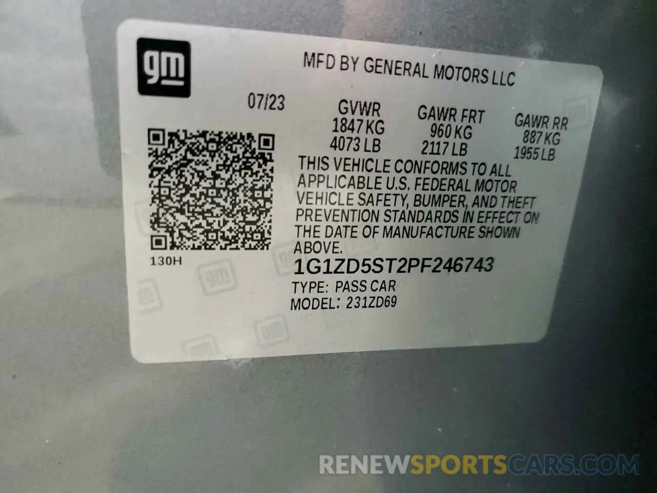 12 Photograph of a damaged car 1G1ZD5ST2PF246743 CHEVROLET MALIBU 2023