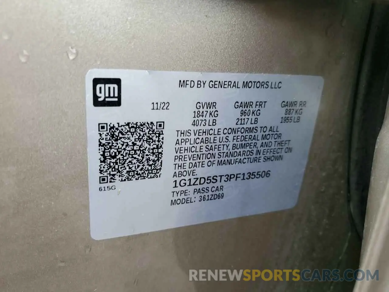 12 Photograph of a damaged car 1G1ZD5ST3PF135506 CHEVROLET MALIBU 2023