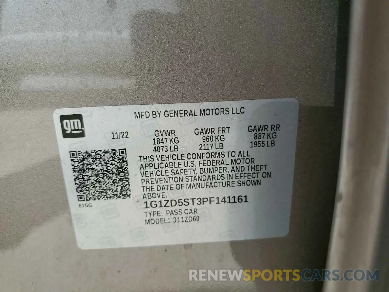 12 Photograph of a damaged car 1G1ZD5ST3PF141161 CHEVROLET MALIBU 2023