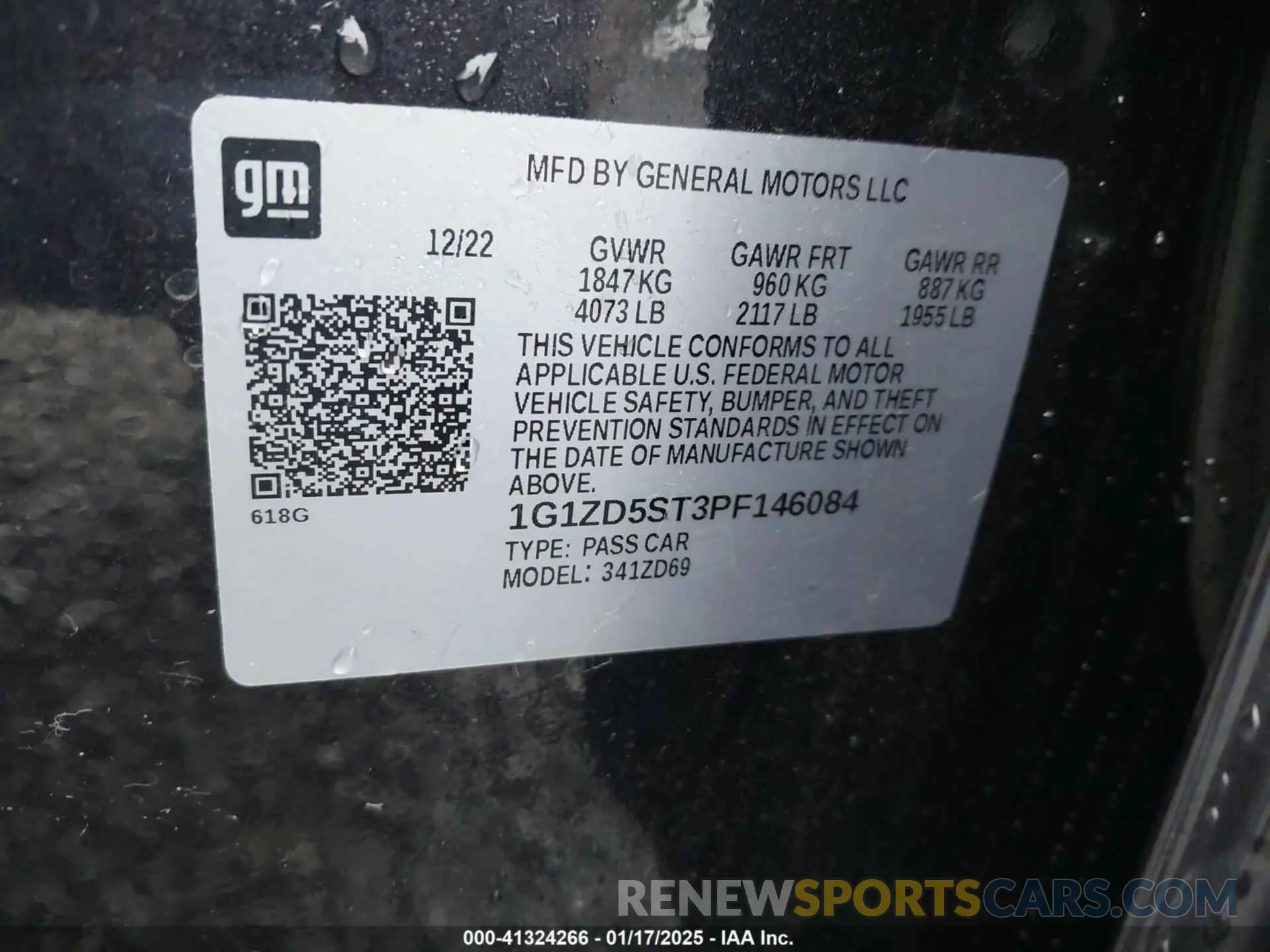 9 Photograph of a damaged car 1G1ZD5ST3PF146084 CHEVROLET MALIBU 2023