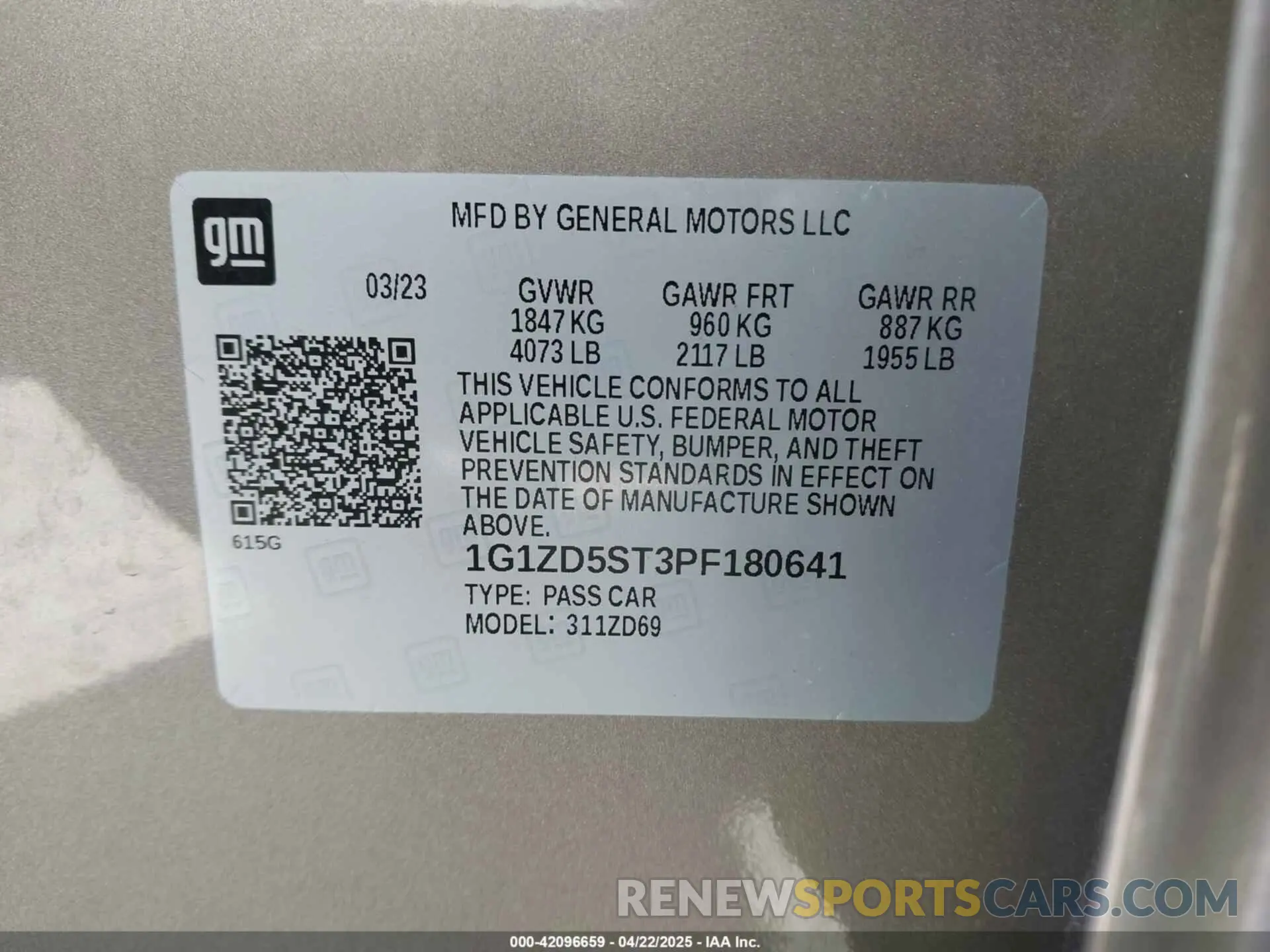 9 Photograph of a damaged car 1G1ZD5ST3PF180641 CHEVROLET MALIBU 2023