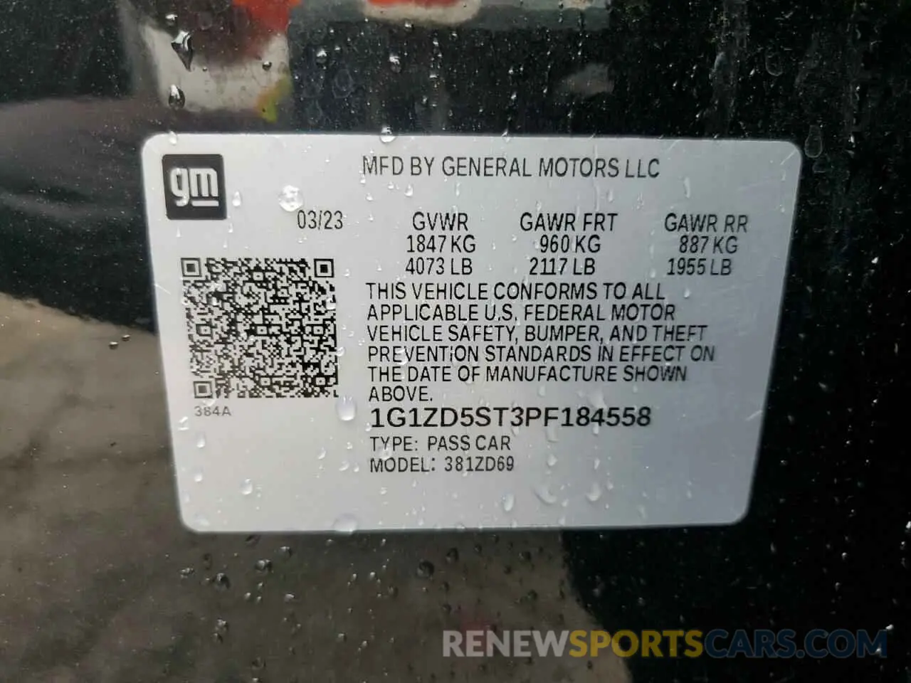 13 Photograph of a damaged car 1G1ZD5ST3PF184558 CHEVROLET MALIBU 2023