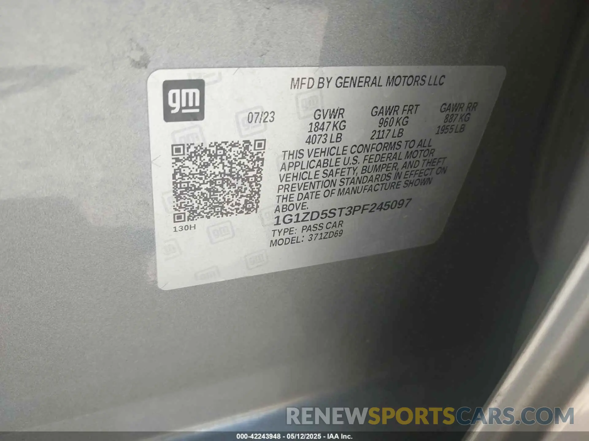 9 Photograph of a damaged car 1G1ZD5ST3PF245097 CHEVROLET MALIBU 2023