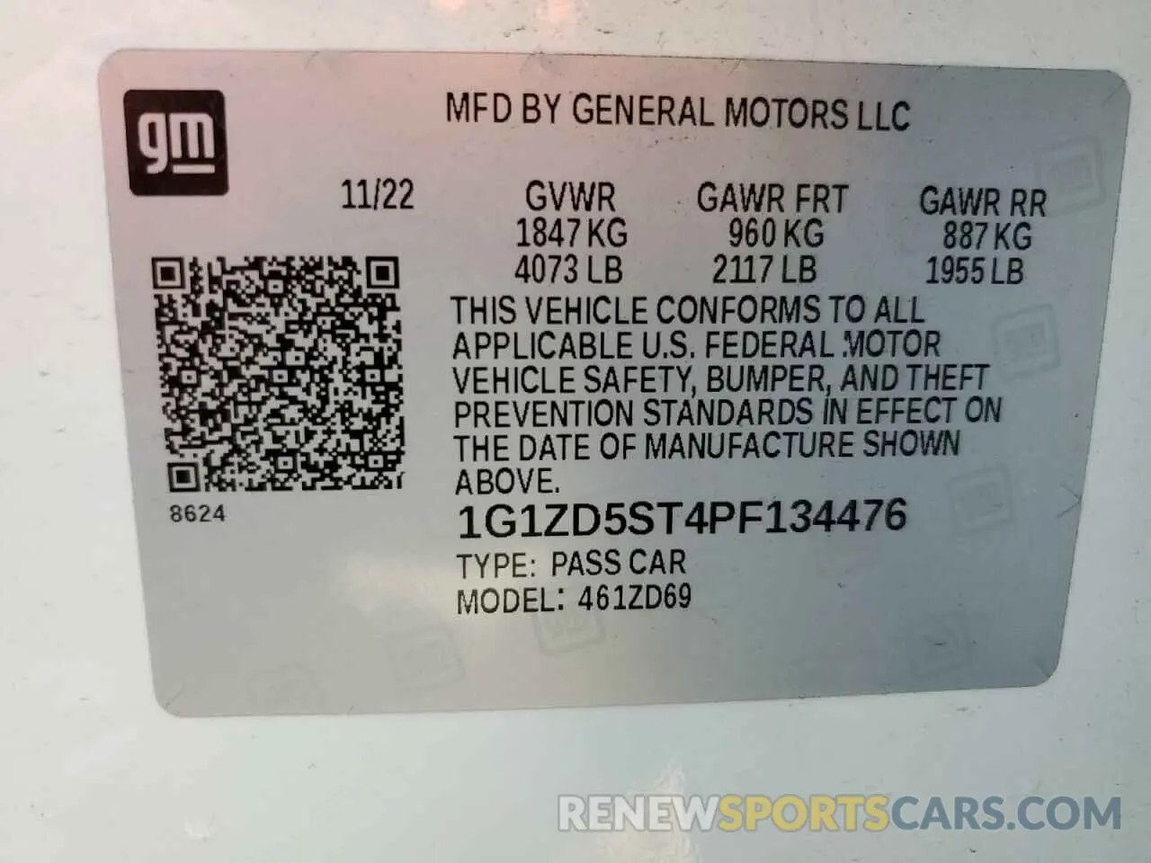 12 Photograph of a damaged car 1G1ZD5ST4PF134476 CHEVROLET MALIBU 2023