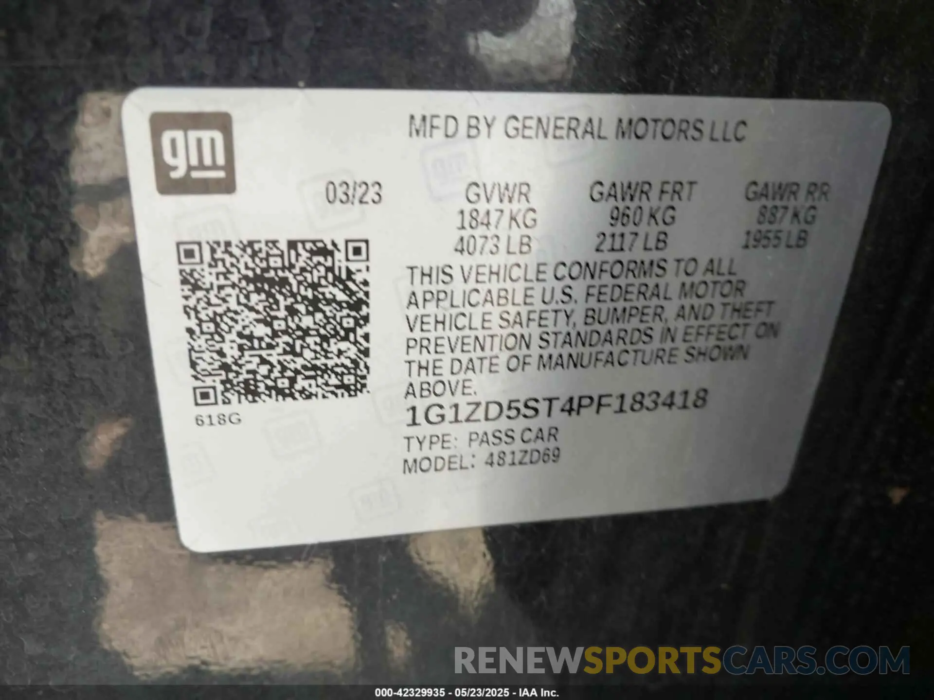 9 Photograph of a damaged car 1G1ZD5ST4PF183418 CHEVROLET MALIBU 2023