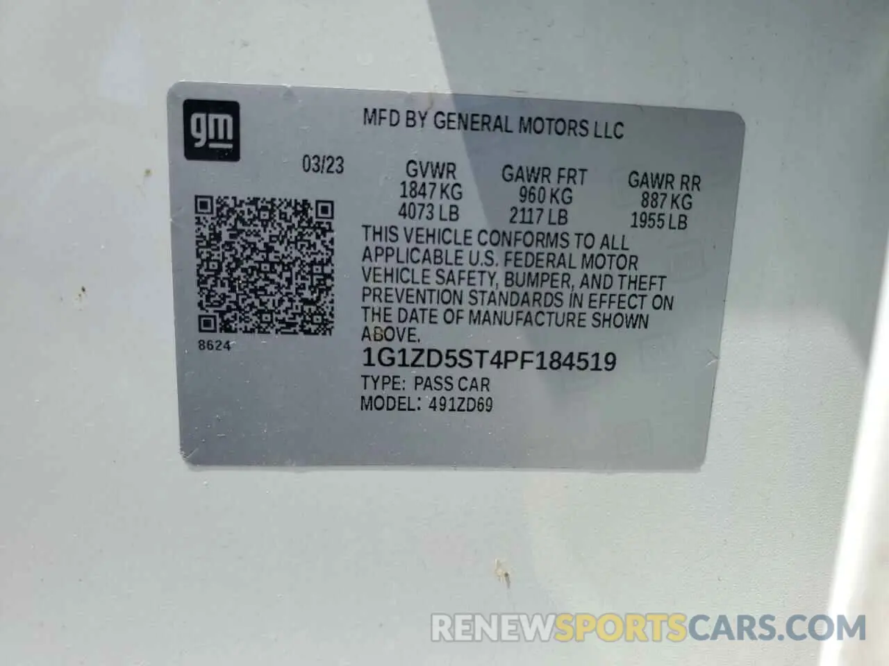 13 Photograph of a damaged car 1G1ZD5ST4PF184519 CHEVROLET MALIBU 2023