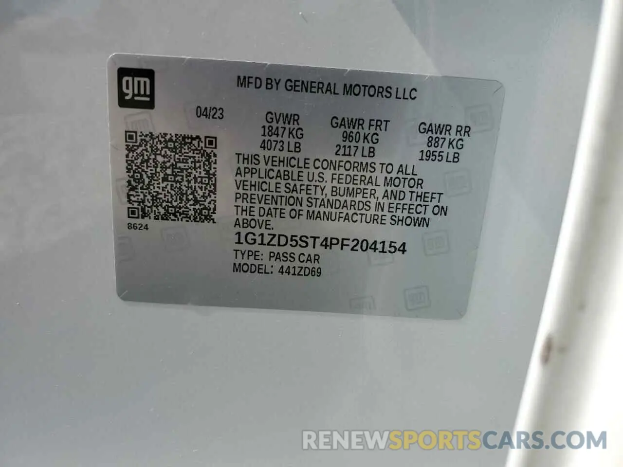 14 Photograph of a damaged car 1G1ZD5ST4PF204154 CHEVROLET MALIBU 2023