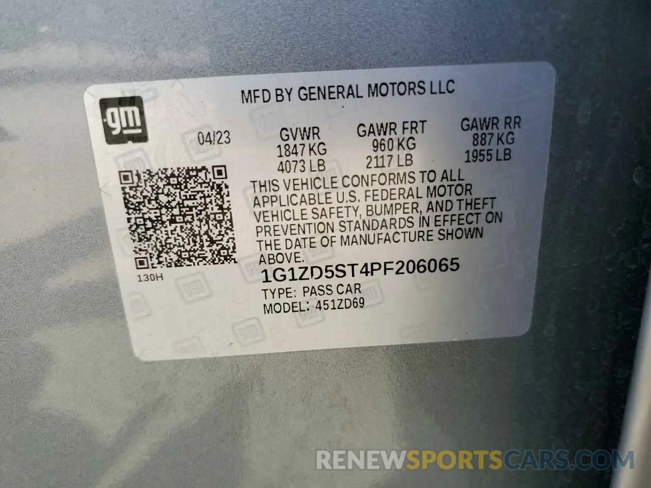 12 Photograph of a damaged car 1G1ZD5ST4PF206065 CHEVROLET MALIBU 2023