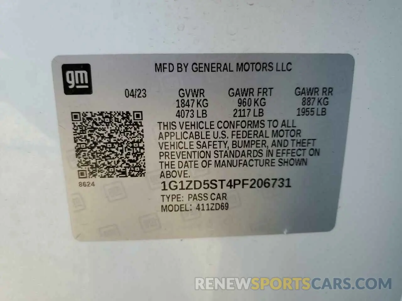 12 Photograph of a damaged car 1G1ZD5ST4PF206731 CHEVROLET MALIBU 2023