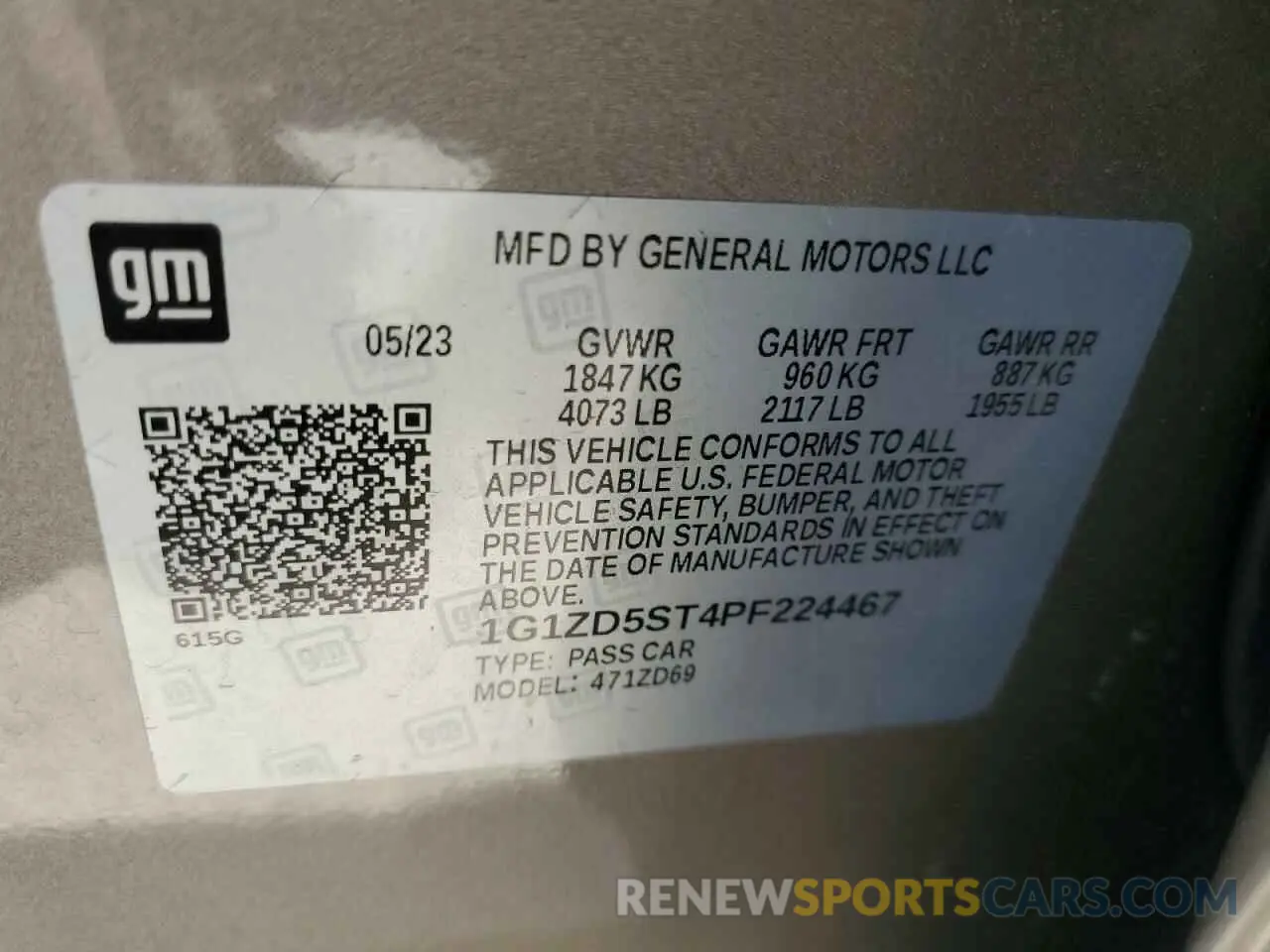 12 Photograph of a damaged car 1G1ZD5ST4PF224467 CHEVROLET MALIBU 2023