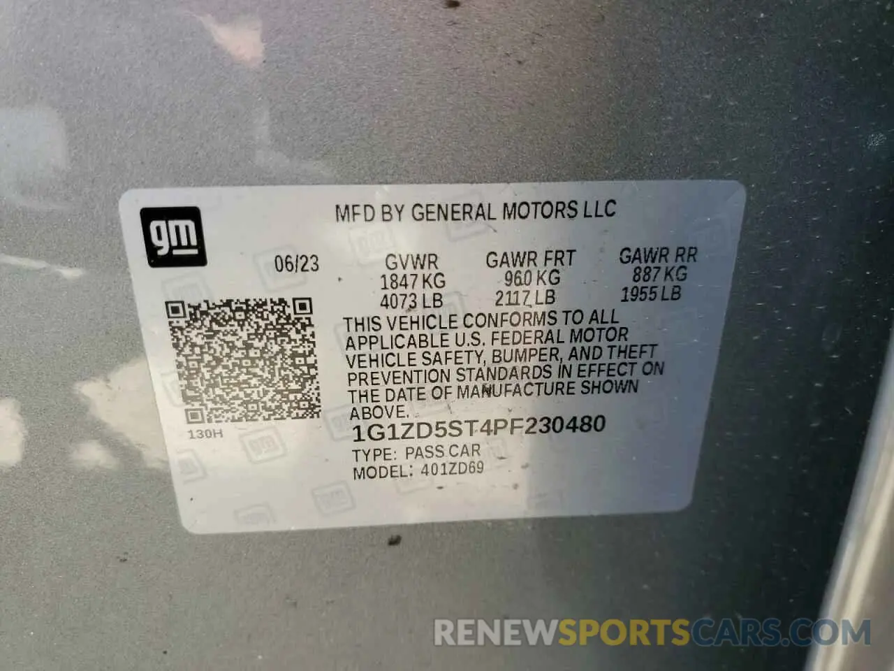 13 Photograph of a damaged car 1G1ZD5ST4PF230480 CHEVROLET MALIBU 2023