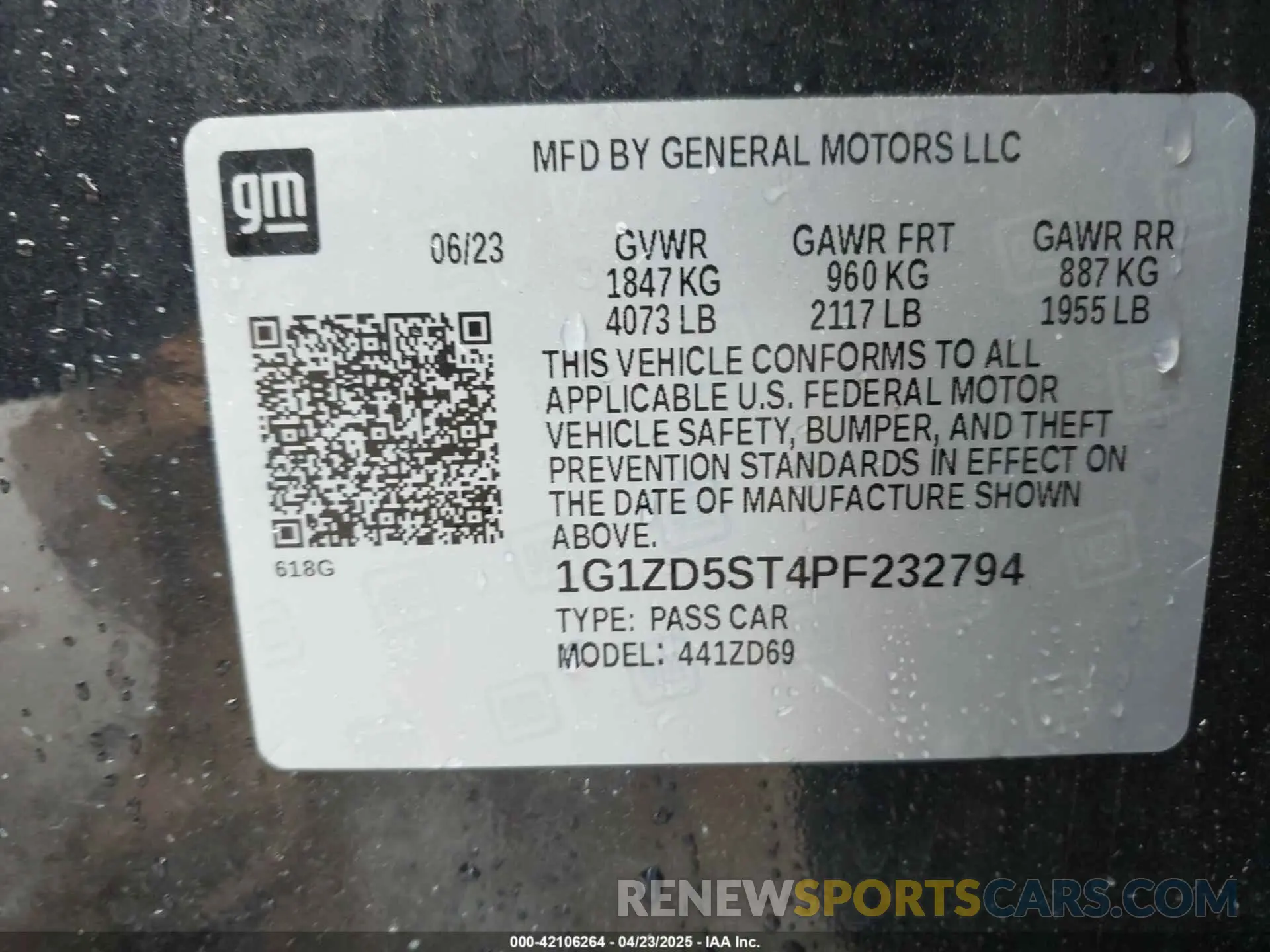 9 Photograph of a damaged car 1G1ZD5ST4PF232794 CHEVROLET MALIBU 2023