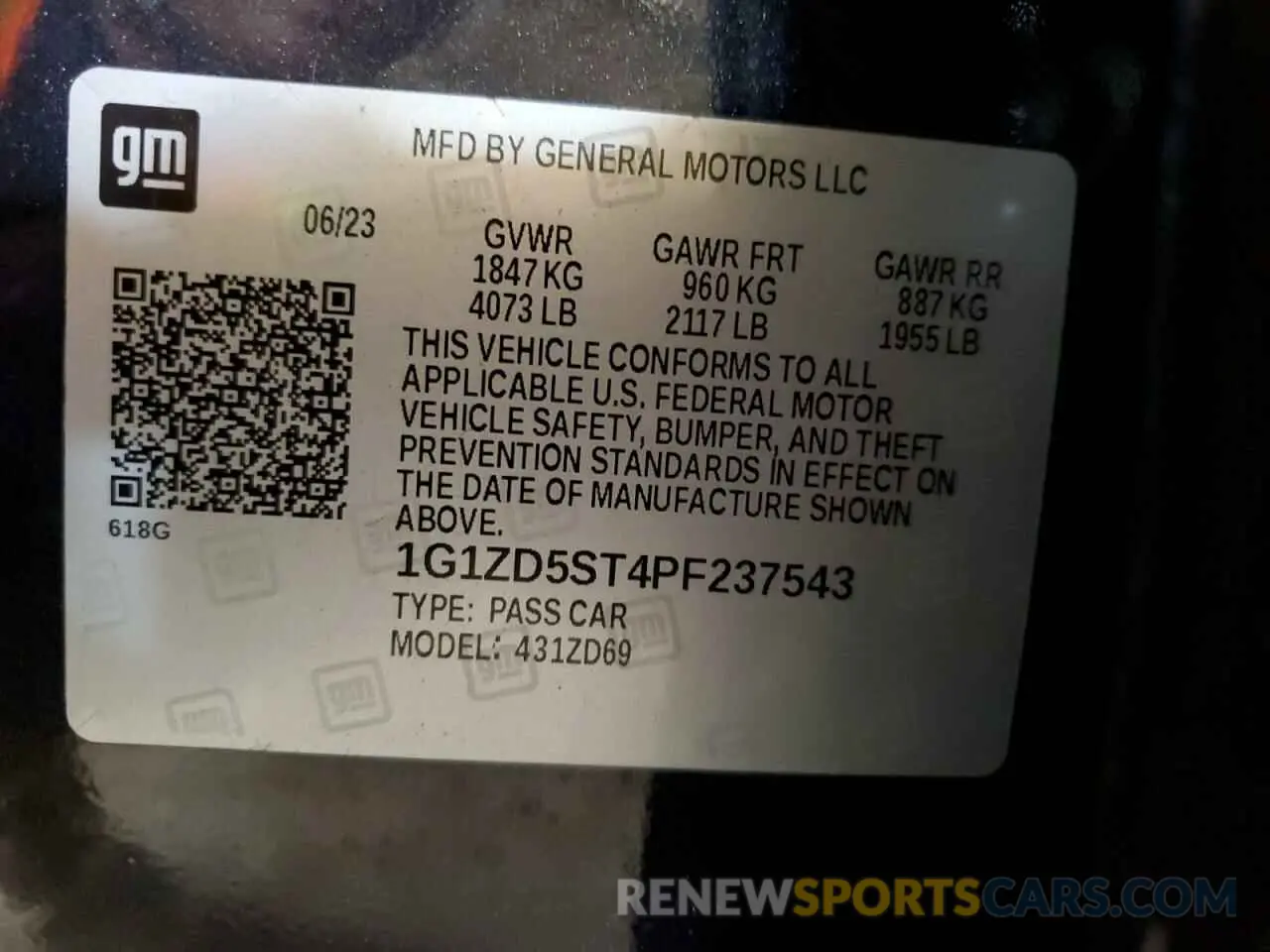 12 Photograph of a damaged car 1G1ZD5ST4PF237543 CHEVROLET MALIBU 2023
