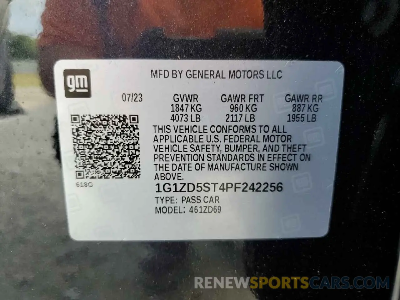 12 Photograph of a damaged car 1G1ZD5ST4PF242256 CHEVROLET MALIBU 2023