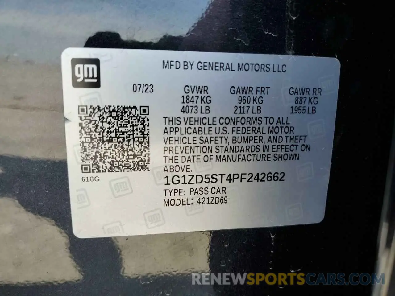 13 Photograph of a damaged car 1G1ZD5ST4PF242662 CHEVROLET MALIBU 2023